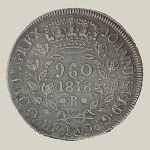 Moeda de Prata de 960 Réis (Patacão), Brasil Reino Unido - Ano: 1818 R - Rei João VI