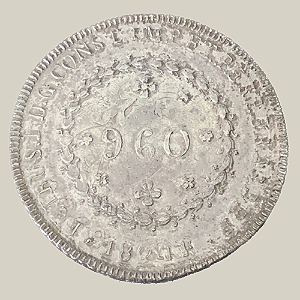 Moeda de Prata de 960 Réis (Patacão), Brasil Império - Ano: 1824 R - Imperador Pedro I