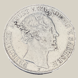 Moeda de Prata de 2 Táler, Saxônia - Ano: 1851F - Frederico Augusto II