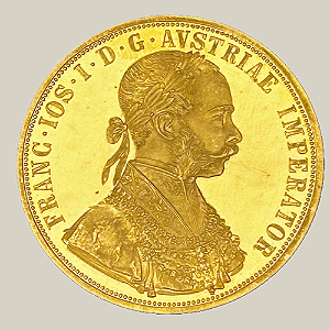 Moeda de Ouro de 4 Ducados, Áustria - Ano: 1915 - Imperador Francisco José I da Áustria