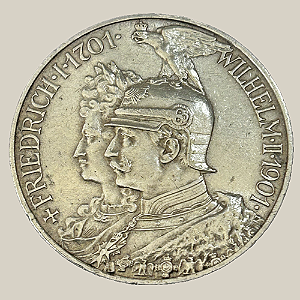Moeda de Prata de 5 Marcos - Império Alemão - 1901 - Rei Guilherme II