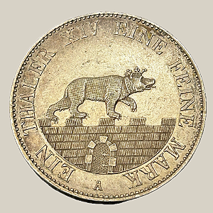 Moeda de Prata de 1 Táler - Principado de Anhalt-Bernburgo - 1852 - Alexander Charles