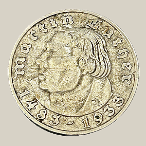 Moeda de Prata de 2 Reichsmark - Terceiro Reich - 1933 "D" - Martin Luther