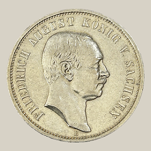 Moeda de Prata de 3 Marcos - Império Alemão - 1909 "E" - Frederick Augustus III