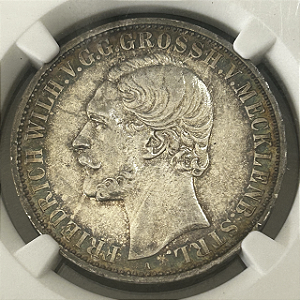 Moeda de Prata de 1 Táler - Mecklenburgo-Strelitz - 1870 "A" - Frederico Guilherme