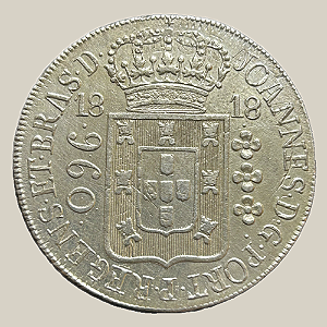 Moeda de Prata de 960 Réis (Patacão), Brasil Colônia - Ano: 1818 R - Rei João VI