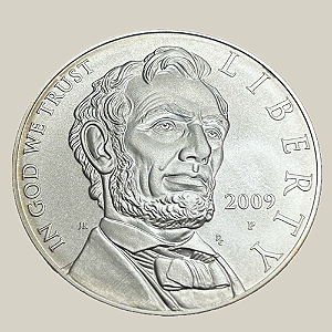 Moeda de Prata de 1 Dólar, Set - EUA - Ano: 2009 P - 200º Aniversário - Nascimento de Abraham Lincoln - Presidente Barack Obama