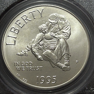 Moeda de Prata de 1 Dollar, EUA - Ano: 1995 P - Guerra Civil Americana