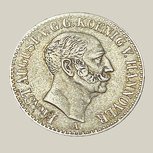 Moeda de Prata de 1 Thaler, Hanôver - Ano: 1848 A - Ernesto Augusto