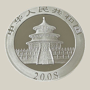 Moeda de prata, China, Panda 10 Yuan, 2008