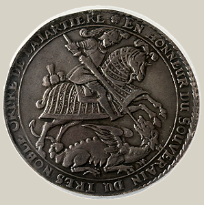 Táler de Prata "Ordem da Jarreteira" – São Jorge e Carlos II, Saxônia (1678)