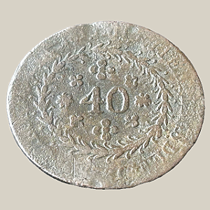 Moeda de Cobre, 40 Réis, 1833 C, Brasil – Erro “PETBUS” – Dom Pedro II