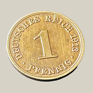 Moeda de cobre, 1 Pfennig (1913 A) – Reino da Prússia