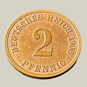 Moeda de cobre, 2 Pfennigs (1906 E) – Saxônia