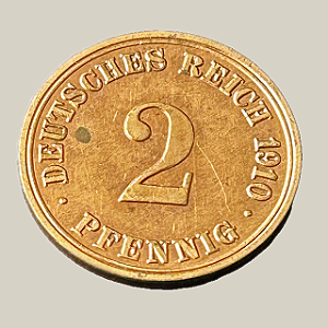 Moeda de cobre, 2 Pfennigs (1910 A) – Prússia