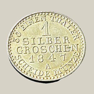 Moeda de bilhão, 1 Silbergroschen (1847A) – Prússia