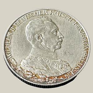 Moeda de prata, 2 Marks (1913A) – Império Alemão