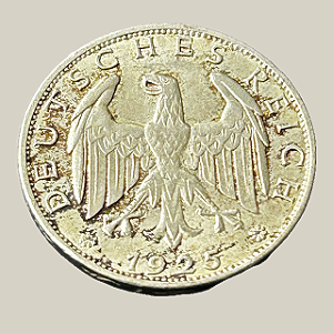 Moeda de prata, 1 Reichsmark (1925F) – República de Weimar