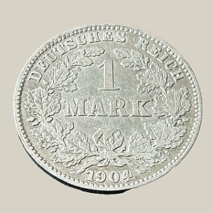 Moeda de prata, 1 Mark (1904J) – Império Alemão (Tipo 2)