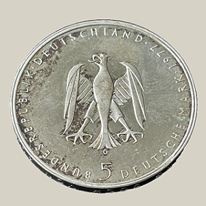 Moeda de prata, 5 Deutsche Mark (1977G) – Alemanha (Comemorativa Heinrich von Kleist)