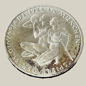 Moeda de prata, 10 Deutsche Mark (1972F) – República Federal da Alemanha (Olimpíadas - Tipo IV)