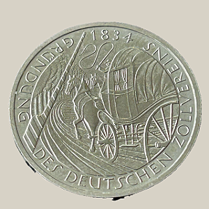 Moeda de níquel, 5 Deutsche Mark (1984D) – República Federal da Alemanha (Zollverein)