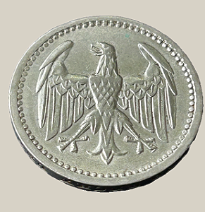 Moeda de prata, 3 Mark (1924A) – República de Weimar