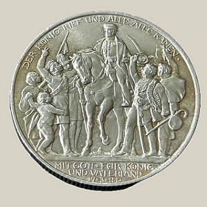 Moeda de prata, 2 Mark (1913) – Reino da Prússia (Comemorativa: Centenário da Guerra de Libertação)