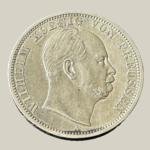 Moeda de prata, 1 Vereinsthaler (1871A) – Reino da Prússia (Guilherme I)