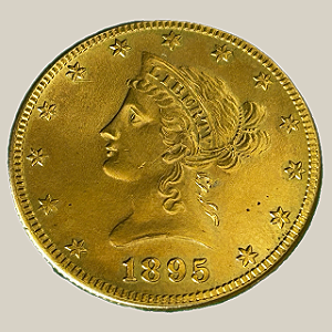 Moeda de ouro, 10 Dólares (1895), EUA, Coronet Head - With motto