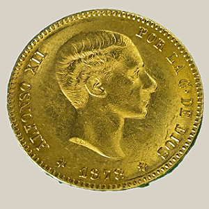 Moeda de ouro, 25 Pesetas (1878 *18-78*), Espanha, Afonso XII