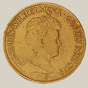 Moeda de ouro, 10 Gulden (1917), Países Baixos, Guilhermina