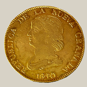 Moeda de ouro, 16 Pesos (1840 RU), Nueva Granada (Colômbia)