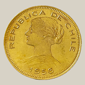 Moeda de ouro, 100 Pesos (1956 So), Chile