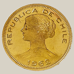 Moeda de ouro, 100 Pesos (1962 So), Chile