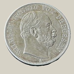 Moeda de prata, 1 Thaler (1871A) – “Siegestaler” – Vitória sobre a França – Reino da Prússia
