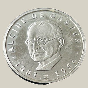 Moeda de prata, 3rd Thaler of Europe – Alcide De Gasperi (1972)