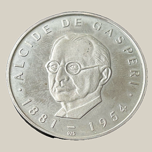 Moeda de prata, 3rd Thaler of Europe – Alcide De Gasperi (1972)