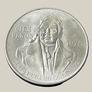 Moeda de prata, 100 Pesos (1978) – José María Morelos – México