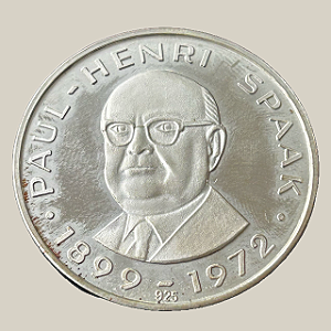 Moeda de prata, 5th Thaler of Europe – Paul-Henri Spaak (1973)