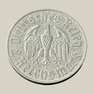 Moeda de prata, 2 Reichsmark (1933A) – 450 Anos do Nascimento de Martinho Lutero – Alemanha