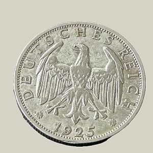 Moeda de prata, 2 Reichsmark (1925A) – Águia Alemã – República de Weimar