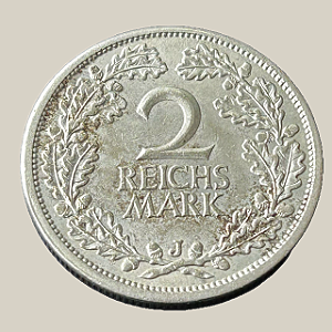 Moeda de prata, 2 Reichsmark (1925J) – Águia Alemã – República de Weimar