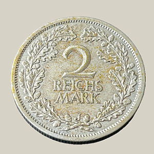 Moeda de prata, 2 Reichsmark (1927J) – Águia Alemã – República de Weimar