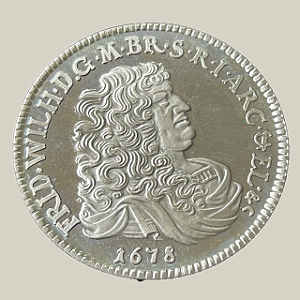 Moeda de prata, Restrike de 1 Thaler (1678) – Friedrich Wilhelm – Brandenburg-Prússia