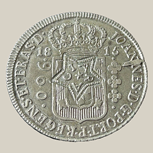 Moeda de prata, 960 Réis (1815B) – Brasil Colônia – Carimbo “CIARA” (Falso)