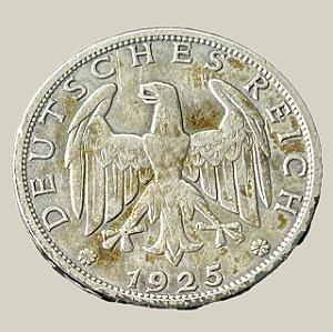 Moeda de prata, 1 Reichsmark (1925J) – República de Weimar – Alemanha