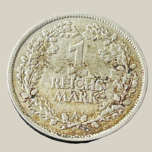 Moeda de prata, 1 Reichsmark (1925A) – República de Weimar – Alemanha