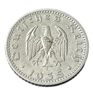 Moeda de alumínio, 50 Reichspfennig (1935A) – Alemanha