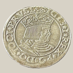 Moeda de prata, 1 Grosz Pruski (1530) – Sigismundo I, o Velho – Toruń – Reino da Polônia